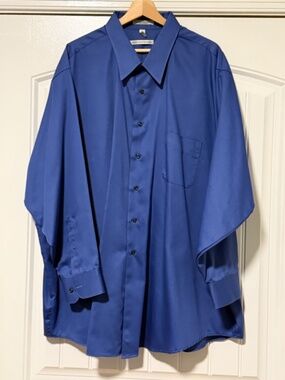 Geoffrey Beene Dress Shirt Men’s 20 34/35 Blue Wrinkle Free Classic Fit